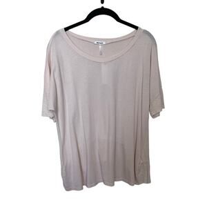 LAmade Scoop Neck Drop Shoulder Cotton Modal Ruffle Back T Shirt Pink Size Small